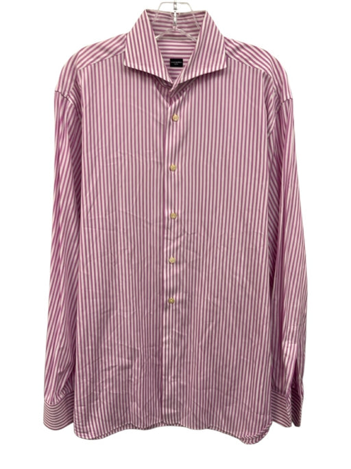 Campomarzio9 Size L Pink & White Cotton Striped Button Down Long Sleeve Shirt Pink & White / L