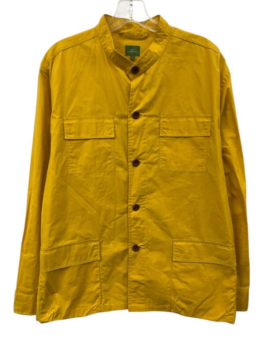 Sid Mashburn Size L Yellow Cotton Front Pockets Button Down Men's Jacket Yellow / L