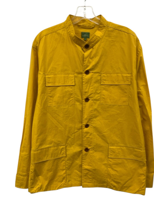 Sid Mashburn Size L Yellow Cotton Front Pockets Button Down Men's Jacket Yellow / L