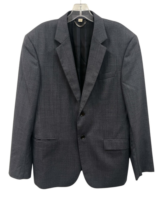 Burberry London Gray Warthog Tusk Grid 2 Button Men's Blazer Gray / 52R