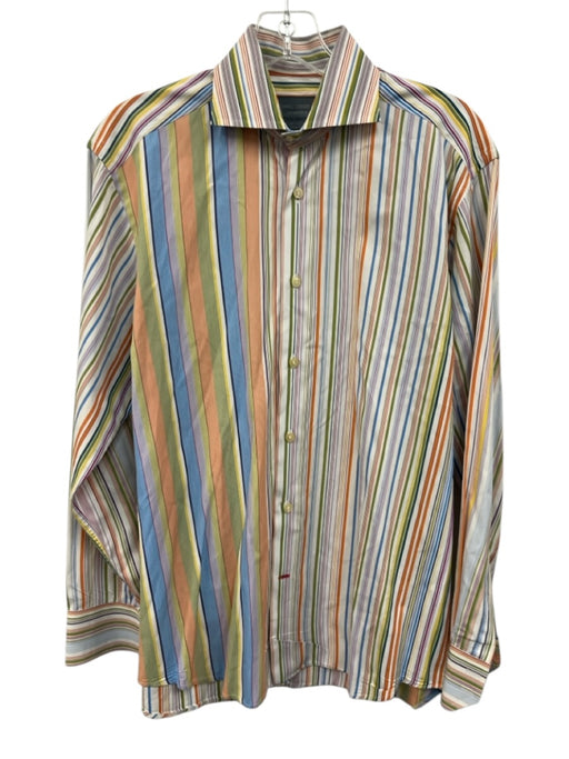 Daniel Cremieux Size S White & Multi Cotton Striped Men's Long Sleeve Shirt White & Multi / S