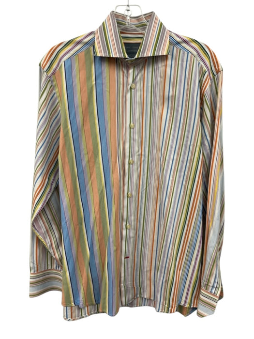 Daniel Cremieux Size S White & Multi Cotton Striped Men's Long Sleeve Shirt White & Multi / S