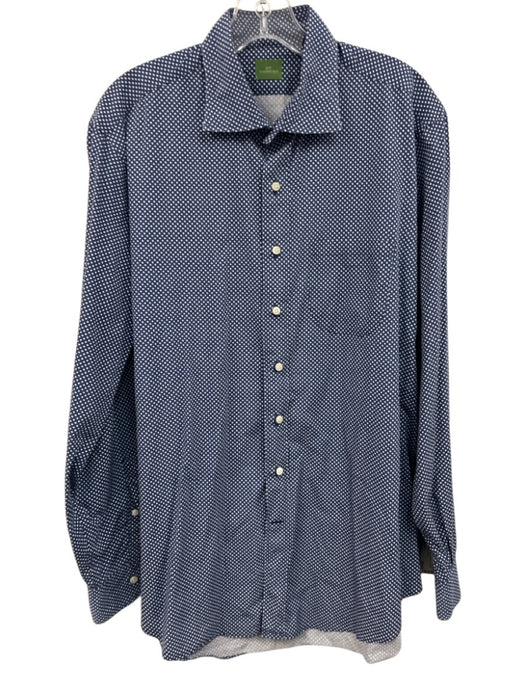 Sid Mashburn Size XL Blue & White Cotton Polka Dot Button Down Long Sleeve Shirt Blue & White / XL