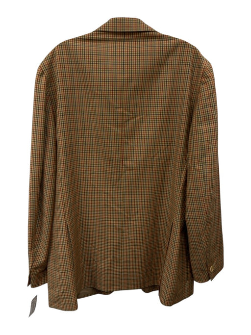 Romeo Gigli Beige & Multi Color Wool Gingham 3 button Men's Blazer Beige & Multi Color / 52
