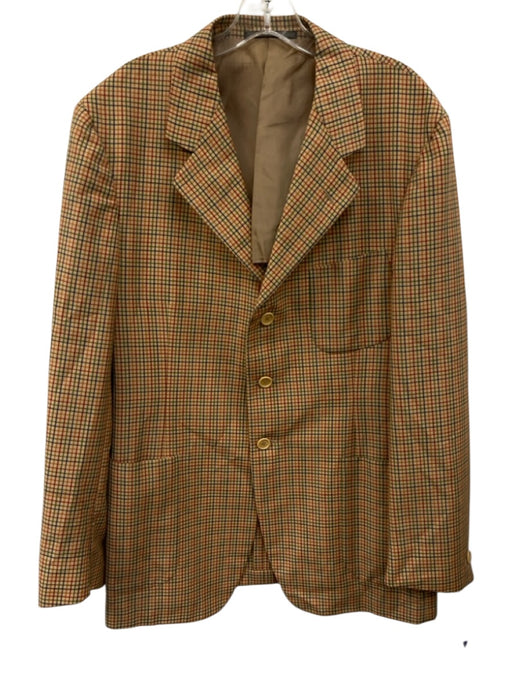 Romeo Gigli Beige & Multi Color Wool Gingham 3 button Men's Blazer Beige & Multi Color / 52