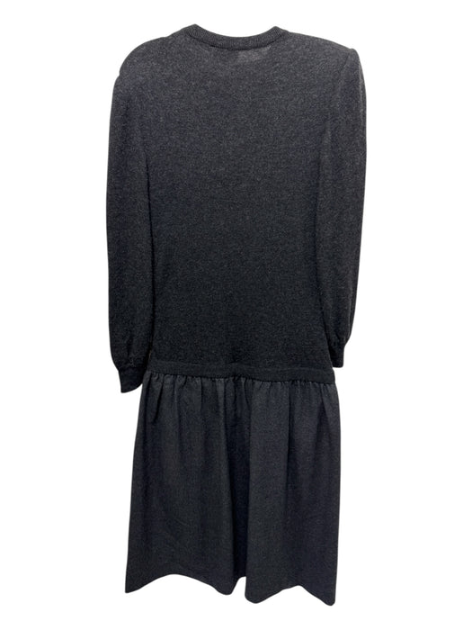 Valentino Size 10 Gray Wool & Cashmere Long Sleeve Fabric Block Crew Neck Dress Gray / 10