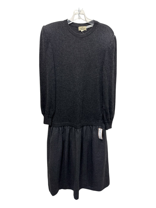 Valentino Size 10 Gray Wool & Cashmere Long Sleeve Fabric Block Crew Neck Dress Gray / 10