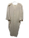 Krizia Beige Cream Silk Batwing Sleeves Ribbed Cowl neck Maxi Dress Beige Cream