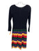 Adolfo Size Est S Black, Yellow, & Multi Wool Blend Long Sleeve Striped Dress Black, Yellow, & Multi / Est S