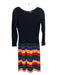 Adolfo Size Est S Black, Yellow, & Multi Wool Blend Long Sleeve Striped Dress Black, Yellow, & Multi / Est S