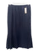 Valentino Size 10 Navy Blue Wool High Rise Pleated Button Detail Midi Skirt Navy Blue / 10