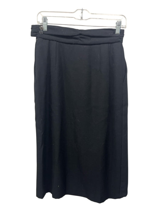 Giorgio Armani Size 42 Black Wool Solid Button Detail Below knee Skirt Black / 42