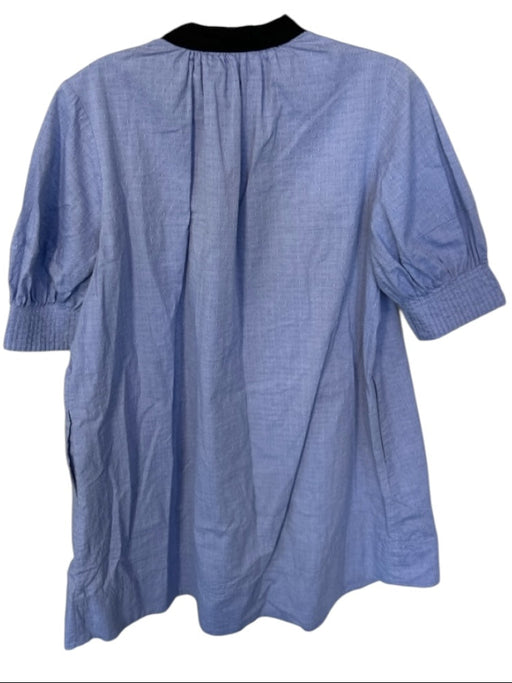 Pomander Place Size M Blue & Black Cotton Long Balloon Sleeve Swiss Dot Dress Blue & Black / M