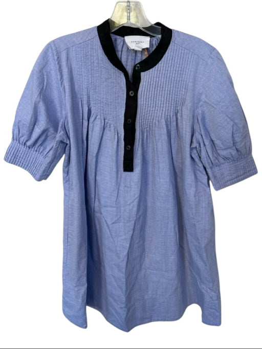 Pomander Place Size M Blue & Black Cotton Long Balloon Sleeve Swiss Dot Dress Blue & Black / M