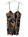 Farm Rio Size M Black, Green & Multi Print Cotton Beaded Straps Back Zip Dress Black, Green & Multi Print / M