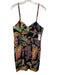 Farm Rio Size M Black, Green & Multi Print Cotton Beaded Straps Back Zip Dress Black, Green & Multi Print / M