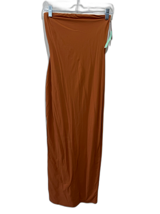 SKIMS Size M Rust Brown Polymide Strapless Fitted Maxi Dress Rust Brown / M