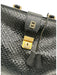 Fendi Black & Gold Leather Gold hardware Basket Weave Top Handle Logo Bag Black & Gold / Medium