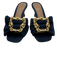 Sam Edelman Shoe Size 8 Med Wash Cotton Denim Gold Buckle Square Toe Sandals Med Wash / 8