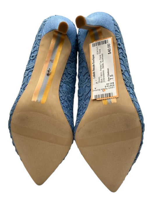 Sam Edelman Shoe Size 7.5 Blue Fabric Pointed Toe Floral Stiletto Shoes Blue / 7.5