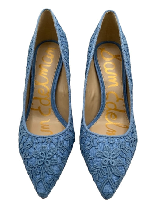 Sam Edelman Shoe Size 7.5 Blue Fabric Pointed Toe Floral Stiletto Shoes Blue / 7.5