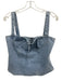 Lioness Size L Medium Wash Cotton Back Zip Denim Tie Front Sleeveless Top Medium Wash / L