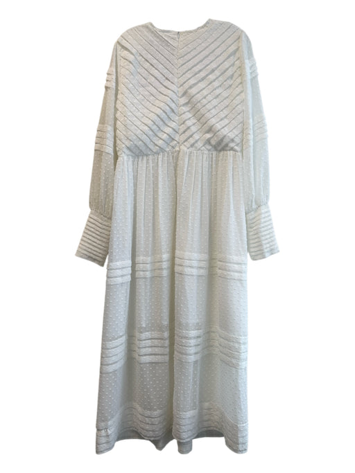 OPT Size XL White Polyester Crew Neck Long Sleeve Back Zip Pintucks Dress White / XL