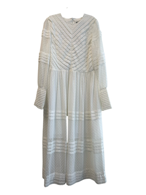 OPT Size XL White Polyester Crew Neck Long Sleeve Back Zip Pintucks Dress White / XL