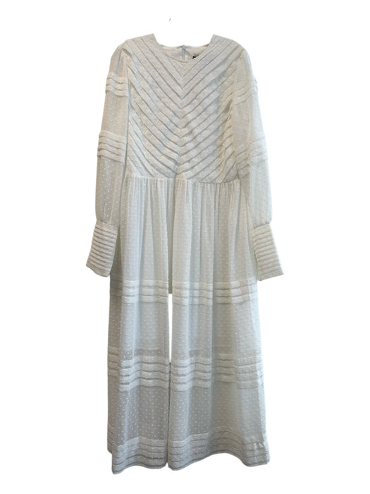 OPT Size XL White Polyester Crew Neck Long Sleeve Back Zip Pintucks Dress White / XL
