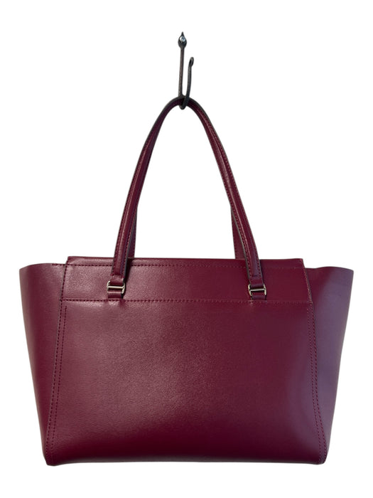 Tory Burch Maroon Leather Gold hardware Zip Close Top Handle Tote Bag Maroon / M
