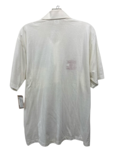 770 Size L White & Red Cotton Solid Polo Men's Short Sleeve White & Red / L