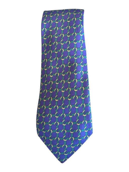 Hermes Purple & Multi Print Silk All Over Print Men's Tie Purple & Multi Print