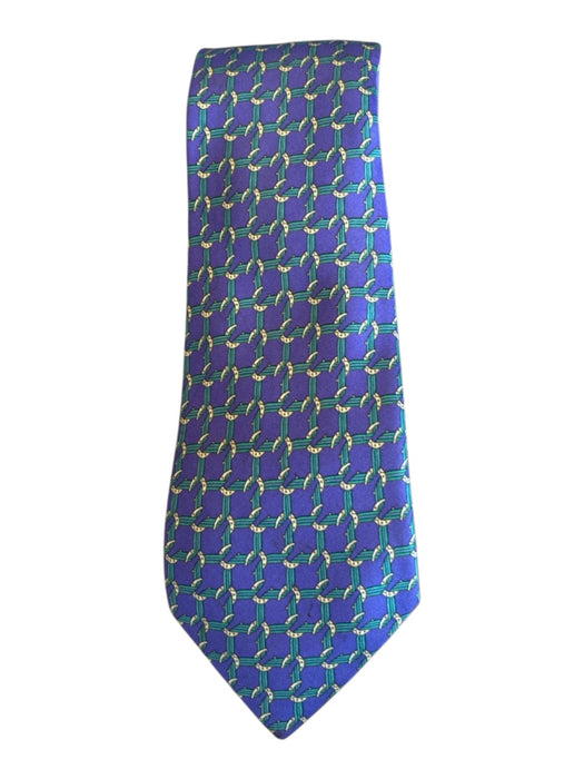 Hermes Purple & Multi Print Silk All Over Print Men's Tie Purple & Multi Print