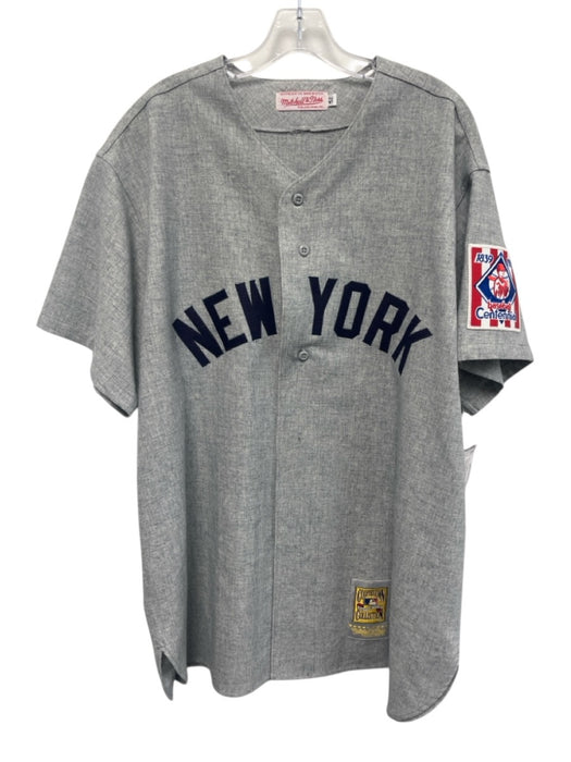 Mitchell & Ness Size 42 Gray & Navy Print Wool Solid Jersey Men's Short Sleeve Gray & Navy Print / 42