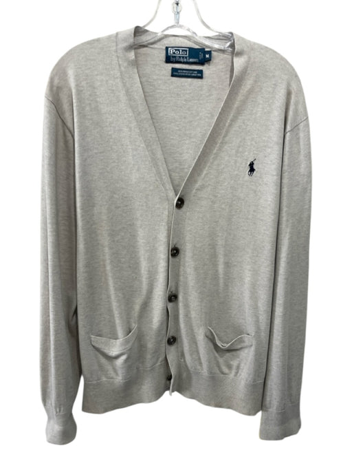 Polo Size M Gray Cotton Solid Cardigan Men's Sweater Gray / M