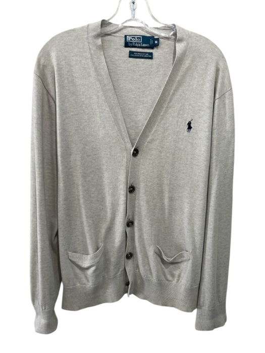 Polo Size M Gray Cotton Solid Cardigan Men's Sweater Gray / M