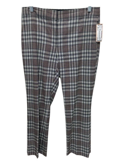 Theory Size 4 White, Black & Brown Wool Blend Plaid zip & hook closure Pants White, Black & Brown / 4