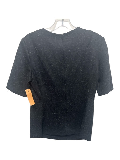 Theory Size S Gray & White Wool Blend Zip Back Speckled Short Sleeve Darted Top Gray & White / S