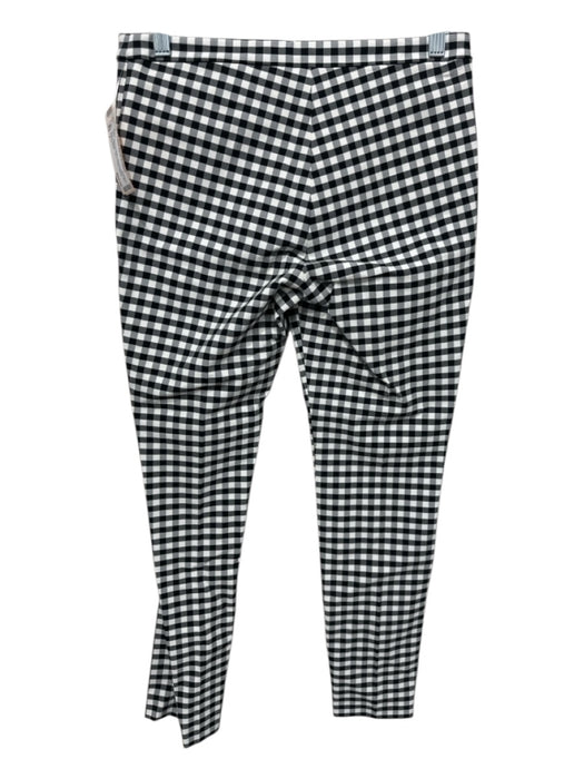 Theory Size 2 Black & White Viscose Blend Mid Rise Gingham Zip & Hook Pants Black & White / 2