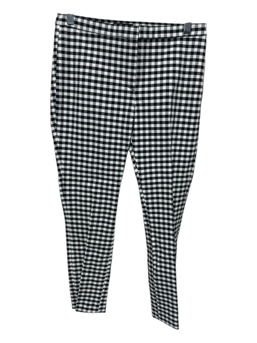 Theory Size 2 Black & White Viscose Blend Mid Rise Gingham Zip & Hook Pants Black & White / 2