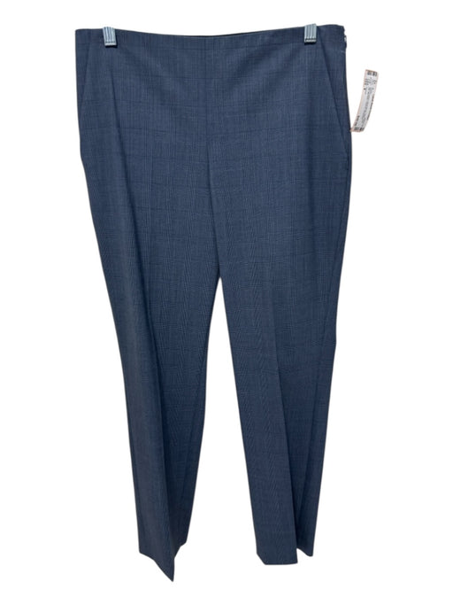Theory Size 4 Blue & Brown Wool Blend Plaid Side Zip Mid Rise Tapered Pants Blue & Brown / 4