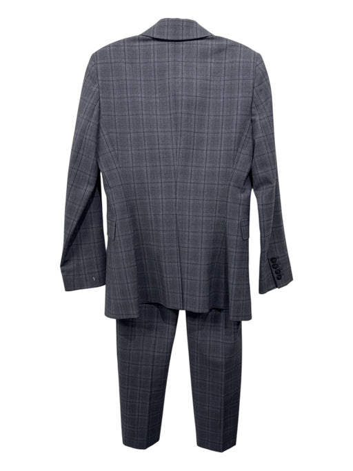 Theory Size 4 Charcoal Gray Wool Blend Plaid Single Breasted Straight Pant Set Charcoal Gray / 4