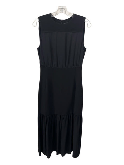 Theory Size 4 Black Silk Sleeveless Paneled Darted Maxi Dress Black / 4