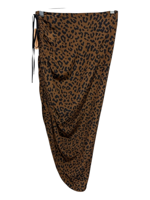 Diane Von Furstenberg Size 2 Brown & Black Silk Side Zip Animal Print Midi Skirt Brown & Black / 2