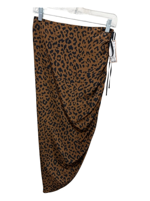 Diane Von Furstenberg Size 2 Brown & Black Silk Side Zip Animal Print Midi Skirt Brown & Black / 2