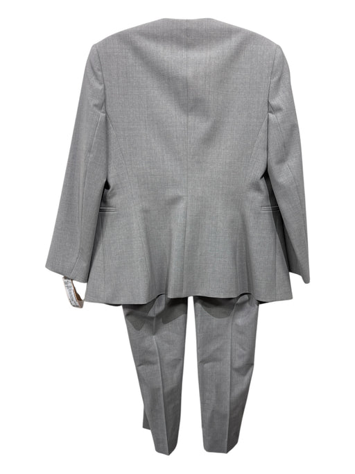 Theory Size 2 Light Gray Wool Blend Heathered Open Front Welt Pocket Pant Set Light Gray / 2
