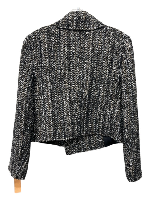 Theory Size 4 Black & Beige Wool Blend Herringbone Double Breast Blazer Jacket Black & Beige / 4