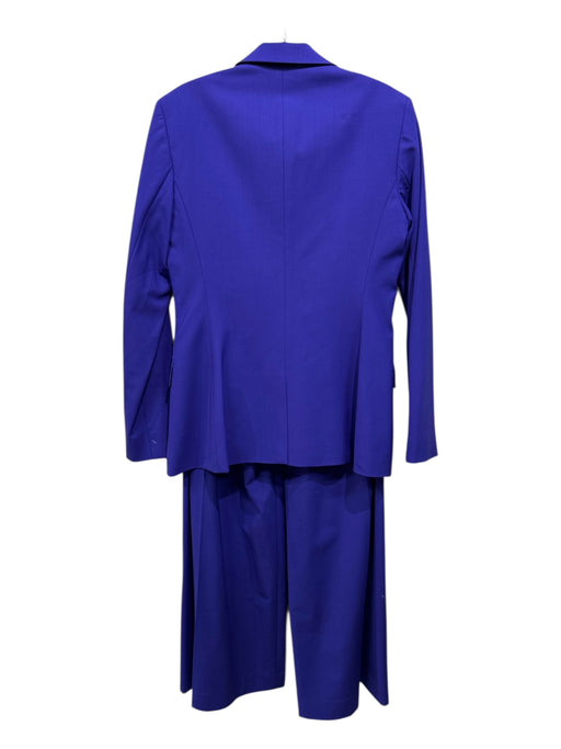 Theory Size 4 Purple Wool Blend Single Breasted Flap Pocket Pleat Pant Set Purple / 4
