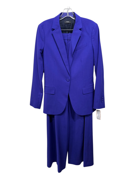 Theory Size 4 Purple Wool Blend Single Breasted Flap Pocket Pleat Pant Set Purple / 4