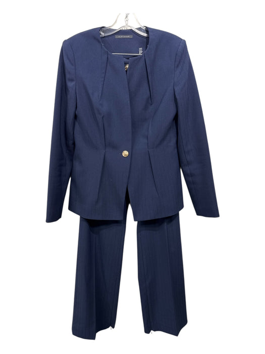 Elie Tahari Size 6 Navy Polyester Single Breasted Gold Button Detail Pant Set Navy / 6